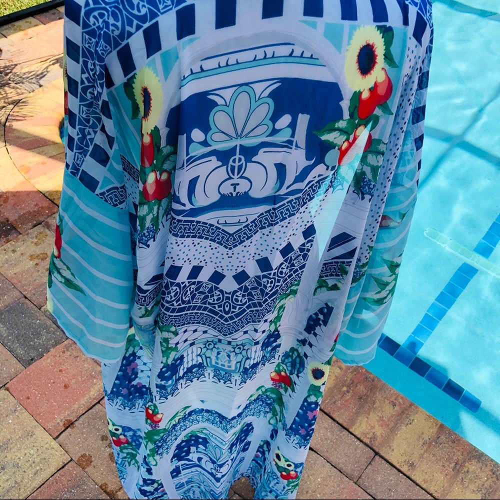 Ciao Bella Maxi Kimono Coverup Duster Swim Blue - Picture 5 of 8